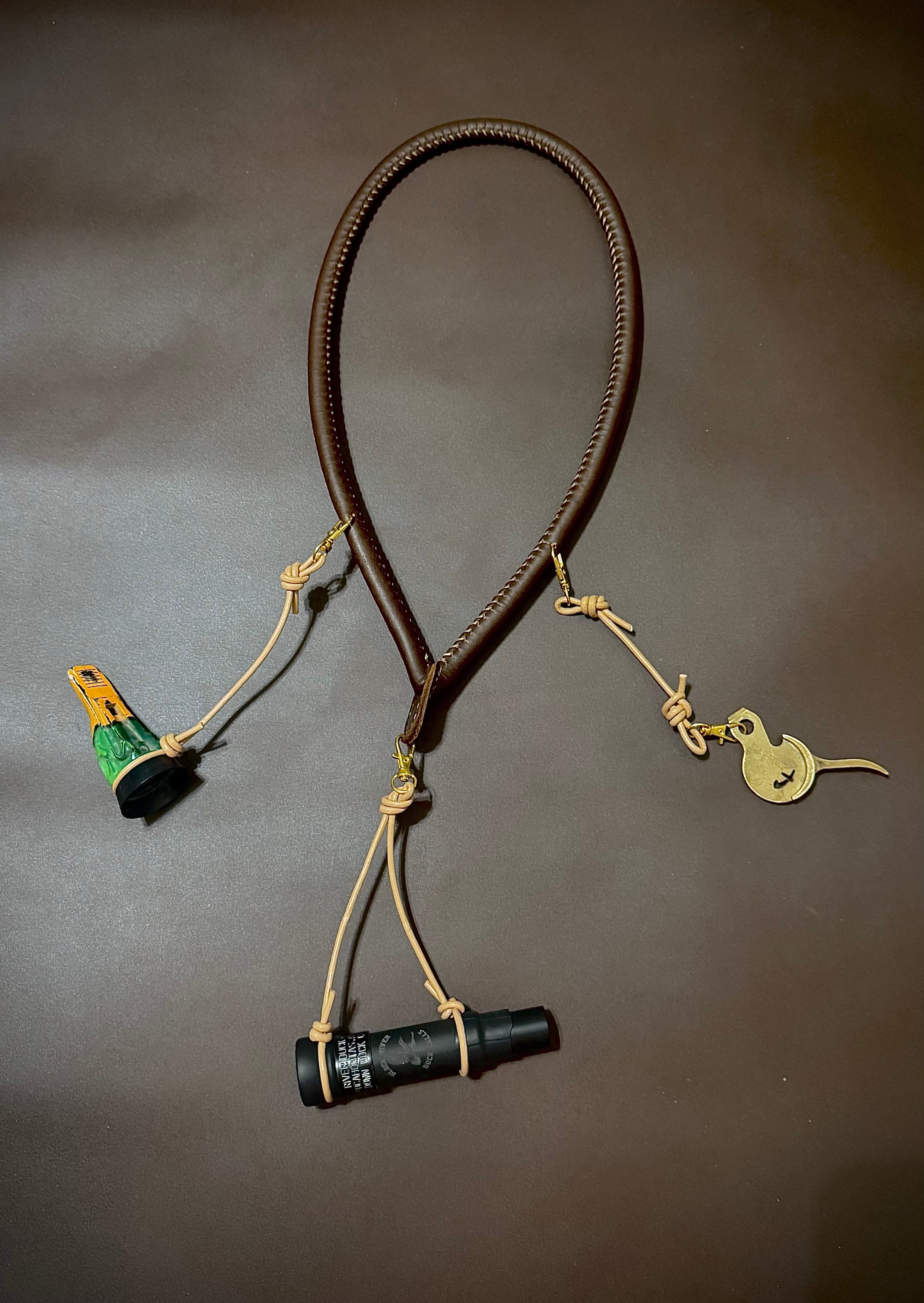 Leather Call Lanyard With Tan Drops
