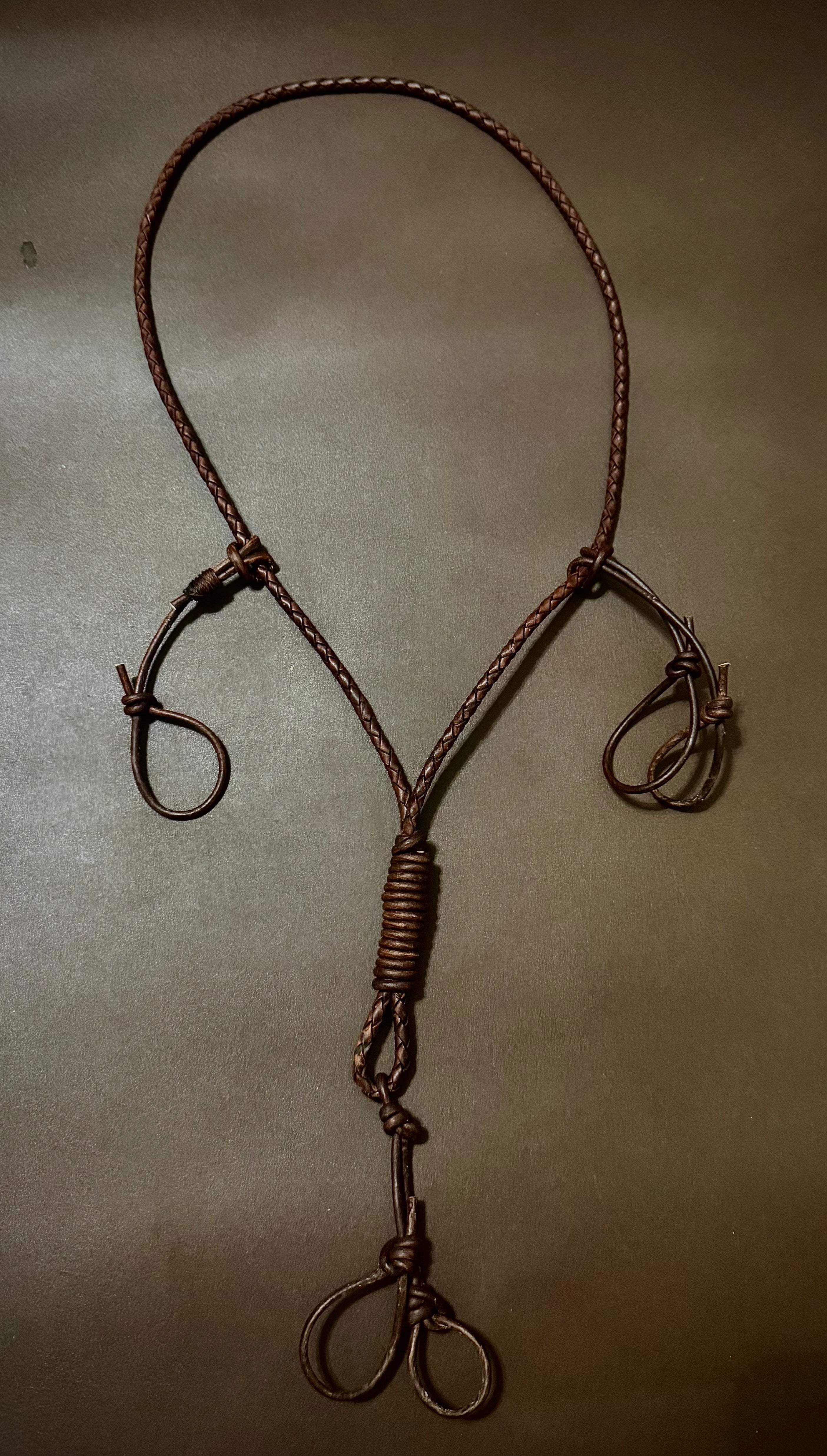 Braided leather lanyard